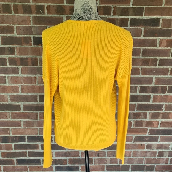 NWT Elodie ribbed mustard wrap style sweater - Picture 5 of 8